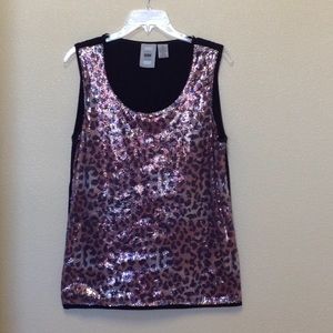 Metallic sequined tank top